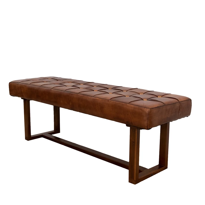 Cheapest ❤️ Allora Mid-Century Modern Rectangular Genuine Leather Bench In Tan ❤️ 6 Cheapest ❤️ Allora Mid-Century Modern Rectangular Genuine Leather Bench In Tan ❤️ - Image 6