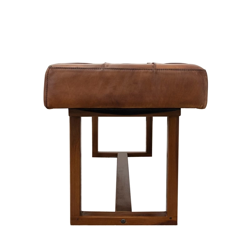 Cheapest ❤️ Allora Mid-Century Modern Rectangular Genuine Leather Bench In Tan ❤️ 7 Cheapest ❤️ Allora Mid-Century Modern Rectangular Genuine Leather Bench In Tan ❤️ - Image 7