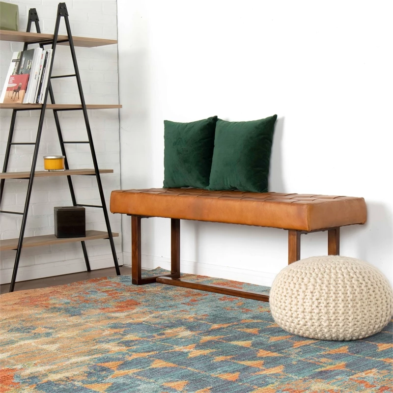 Cheapest ❤️ Allora Mid-Century Modern Rectangular Genuine Leather Bench In Tan ❤️ 9 Cheapest ❤️ Allora Mid-Century Modern Rectangular Genuine Leather Bench In Tan ❤️ - Image 9