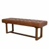 Cheapest ❤️ Allora Mid-Century Modern Rectangular Genuine Leather Bench In Tan ❤️