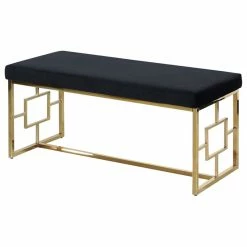 Cheapest 🔥 Best Master Furniture Best Master Velvet And Stainless Steel Bench In Black And Gold ⭐