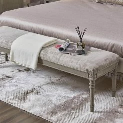 Best deal 🧨 Jennifer Taylor Home Dauphin 60" Birch Wood Bench Lustrous Silver Gray 🌟 -Bedroom Benches Store 2118675 3 L