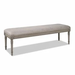 Best deal 🧨 Jennifer Taylor Home Dauphin 60" Birch Wood Bench Lustrous Silver Gray 🌟 -Bedroom Benches Store 2118675 6 L