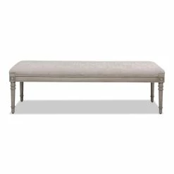 Best deal 🧨 Jennifer Taylor Home Dauphin 60" Birch Wood Bench Lustrous Silver Gray 🌟 -Bedroom Benches Store 2118675 8 L