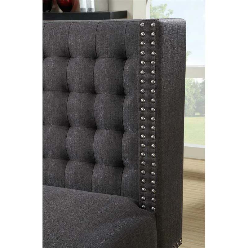 Best deal π Home Fare Tufted Nailhead Trim Entryway Bench In Anthracite Grey π 2 Best deal π Home Fare Tufted Nailhead Trim Entryway Bench In Anthracite Grey π - Image 2