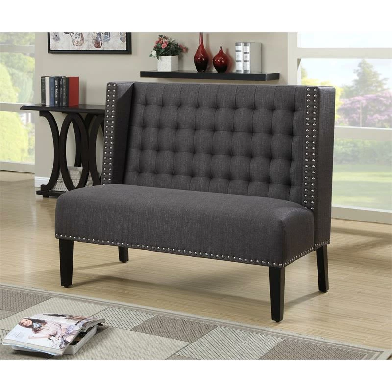 Best deal π Home Fare Tufted Nailhead Trim Entryway Bench In Anthracite Grey π 3 Best deal π Home Fare Tufted Nailhead Trim Entryway Bench In Anthracite Grey π - Image 3