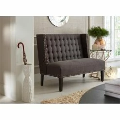 Best deal π Home Fare Tufted Nailhead Trim Entryway Bench In Anthracite Grey π 10 Best deal π Home Fare Tufted Nailhead Trim Entryway Bench In Anthracite Grey π -Bedroom Benches Store 2129992 3 L