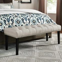 Flash Sale π₯ Home Fare Beige Diamond Button Tufted Upholstered Bed Bench π 12 Flash Sale π₯ Home Fare Beige Diamond Button Tufted Upholstered Bed Bench π -Bedroom Benches Store 2129993 5 L