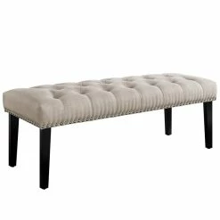 Flash Sale π₯ Home Fare Beige Diamond Button Tufted Upholstered Bed Bench π