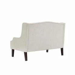 Best deal 🔥 Home Fare Shaped Arm Button Tufted Upholstered Settee In Off White 😉 -Bedroom Benches Store 2130004 2 L