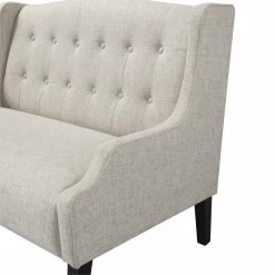 Best deal 🔥 Home Fare Shaped Arm Button Tufted Upholstered Settee In Off White 😉 -Bedroom Benches Store 2130004 4 L