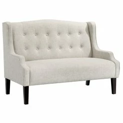 Best deal π₯ Home Fare Shaped Arm Button Tufted Upholstered Settee In Off White π