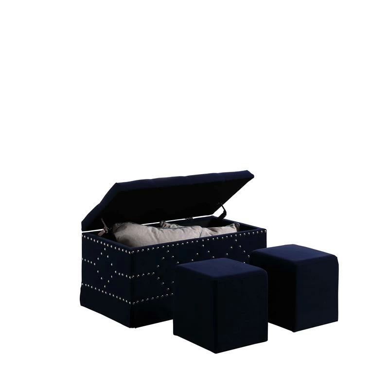 Promo π― ORE International 18" Polyurethane Storage Bench With Two Extra Seating In Blue β 2 Promo π― ORE International 18" Polyurethane Storage Bench With Two Extra Seating In Blue β - Image 2
