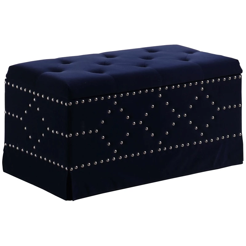 Promo π― ORE International 18" Polyurethane Storage Bench With Two Extra Seating In Blue β 1 Promo π― ORE International 18" Polyurethane Storage Bench With Two Extra Seating In Blue β