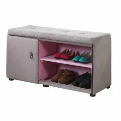 Cheap 💯 ORE International 18" Tall Polyurethane Storage Bench In Gray/Pink 🎁
