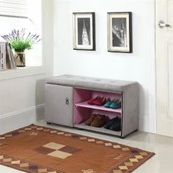 Cheap π― ORE International 18" Tall Polyurethane Storage Bench In Gray/Pink π 9 Cheap π― ORE International 18" Tall Polyurethane Storage Bench In Gray/Pink π -Bedroom Benches Store 2133004 4 L