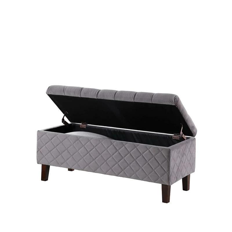 Flash Sale π ORE International 17.5" Tall Polyurethane Quilted Tufted Storage Bench In Gray 𧨠2 Flash Sale π ORE International 17.5" Tall Polyurethane Quilted Tufted Storage Bench In Gray 𧨠- Image 2