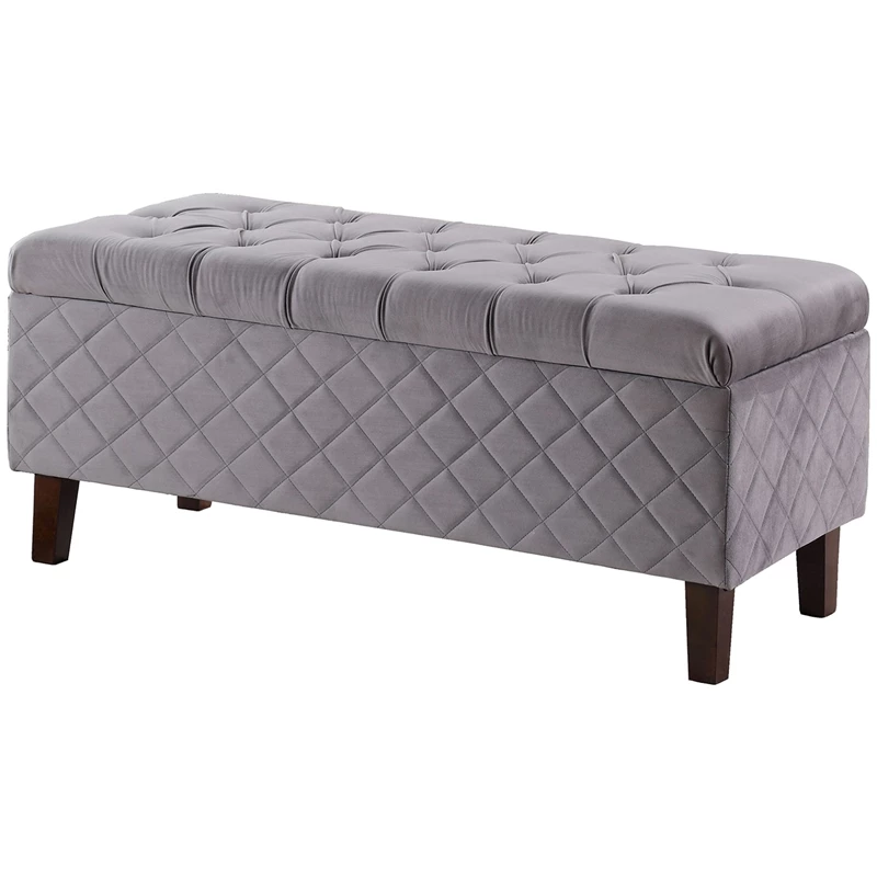 Flash Sale π ORE International 17.5" Tall Polyurethane Quilted Tufted Storage Bench In Gray 𧨠1 Flash Sale π ORE International 17.5" Tall Polyurethane Quilted Tufted Storage Bench In Gray π§¨