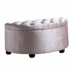 Flash Sale 😉 ORE International 17.5" Tall Polyurethane Half Moon Storage Bench In Beige 🎉