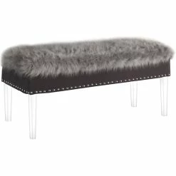 Flash Sale β ORE International 20" Modern Polyurethane Storage Bench In Gray/Clear π