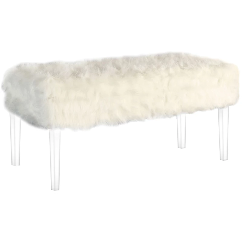 Promo π ORE International 20" Modern Polyurethane Storage Bench In White/Clear π 1 Promo π ORE International 20" Modern Polyurethane Storage Bench In White/Clear π