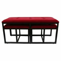 Best Sale 😀 ORE International 20.5" Metal Bench With 2 Additional Seating In Red/Black 😉