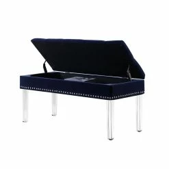 Budget β ORE International 18" Tall Polyurethane Storage Bench In Navy Blue/Silver π 9 Budget β ORE International 18" Tall Polyurethane Storage Bench In Navy Blue/Silver π -Bedroom Benches Store 2133749 2 L