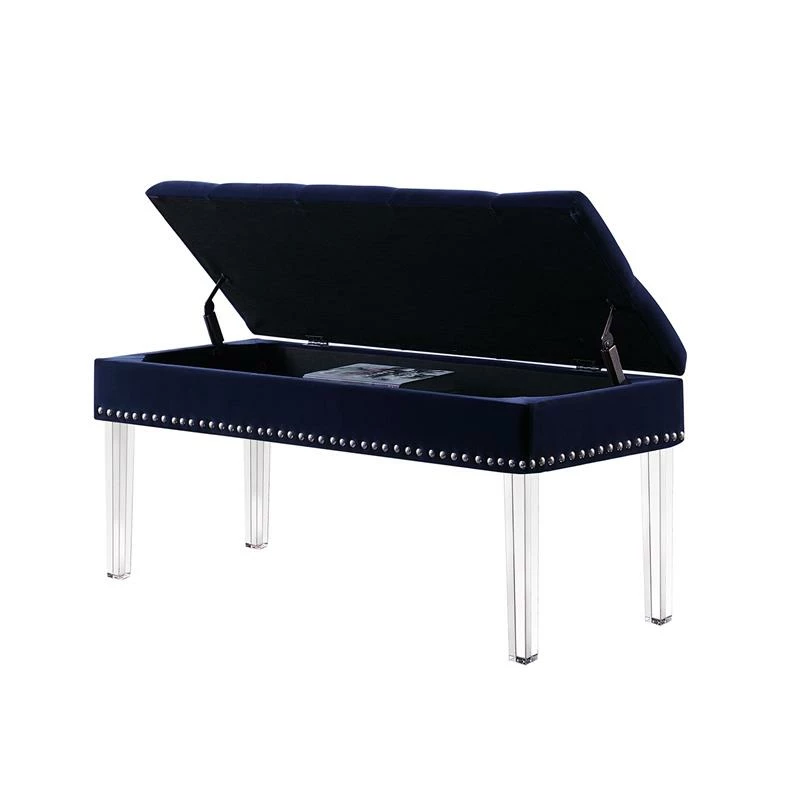 Budget β ORE International 18" Tall Polyurethane Storage Bench In Navy Blue/Silver π 4 Budget β ORE International 18" Tall Polyurethane Storage Bench In Navy Blue/Silver π - Image 4