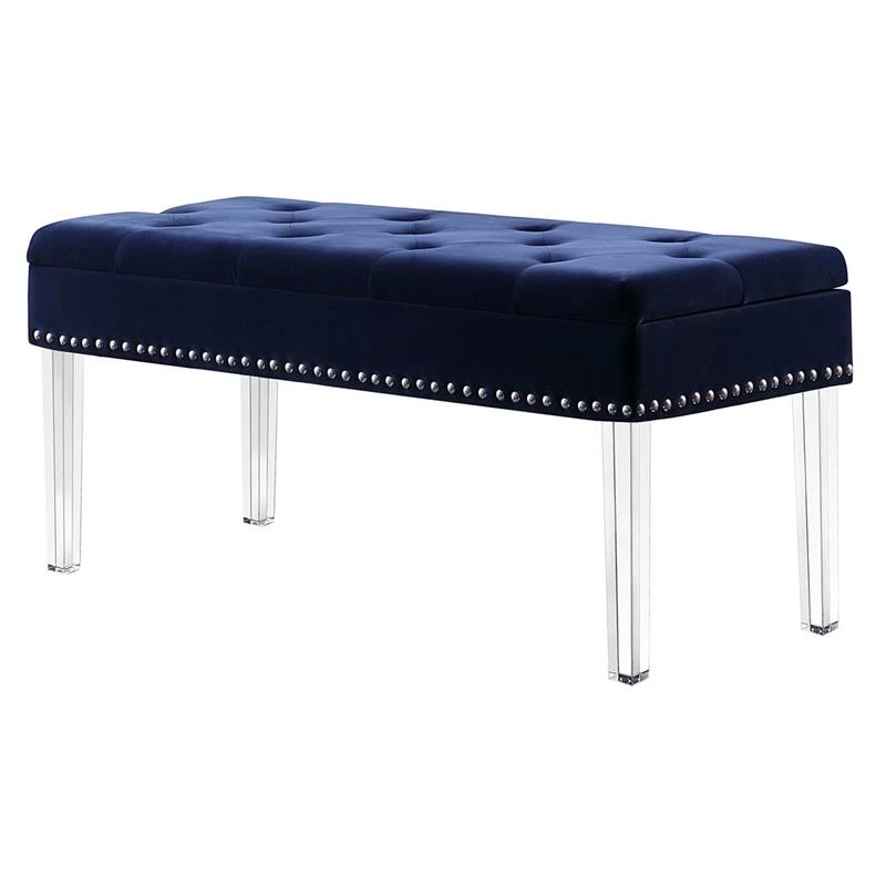 Budget β ORE International 18" Tall Polyurethane Storage Bench In Navy Blue/Silver π 1 Budget β ORE International 18" Tall Polyurethane Storage Bench In Navy Blue/Silver π