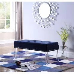 Budget β ORE International 18" Tall Polyurethane Storage Bench In Navy Blue/Silver π 11 Budget β ORE International 18" Tall Polyurethane Storage Bench In Navy Blue/Silver π -Bedroom Benches Store 2133749 5 L