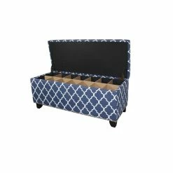 Promo ✔️ ORE International 18" Tall Polyurethane Storage Bench In Blue 👍 -Bedroom Benches Store 2133818 1 L
