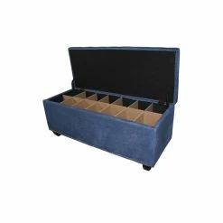 Budget 🛒 ORE International 18" Tall Polyurethane Storage Bench In Blue ❤️ -Bedroom Benches Store 2133819 1 L