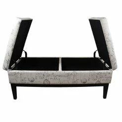Best deal 🤩 ORE International 19.5" Transitional Polyurethane Storage Bench In Beige/Black 🌟 -Bedroom Benches Store 2133831 2 L