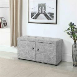 Hot Sale 😍 ORE International 18" Tall Polyurethane Storage Bench In Gray ⭐ -Bedroom Benches Store 2133932 5 L