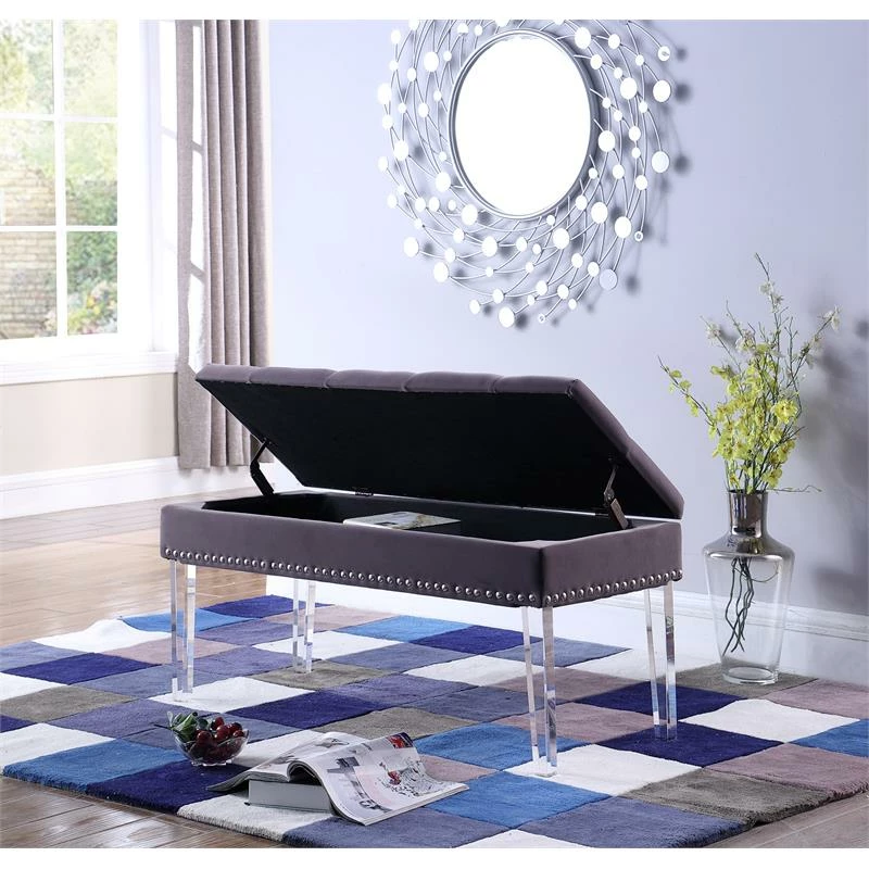 Budget β€οΈ ORE International 18" Wood Storage Bench With Nailhead In Purple/Clear π 4 Budget β€οΈ ORE International 18" Wood Storage Bench With Nailhead In Purple/Clear π - Image 4