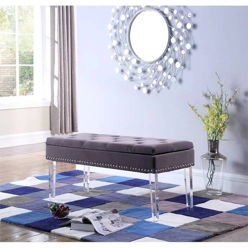 Budget β€οΈ ORE International 18" Wood Storage Bench With Nailhead In Purple/Clear π 5 Budget β€οΈ ORE International 18" Wood Storage Bench With Nailhead In Purple/Clear π - Image 5