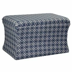 Promo 😍 ORE International 19.25" Polyurethane Lattice Pouf Storage Bench In Blue ❤️