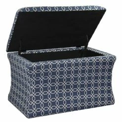 Promo 😍 ORE International 19.25" Polyurethane Lattice Pouf Storage Bench In Blue ❤️ -Bedroom Benches Store 2133994 3 L