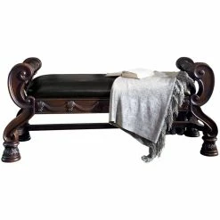 Cheapest 🎉 Bowery Hill Faux Leather Bedroom Bench In Dark Brown 🔔