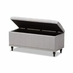 Discount 😀 Allora Storage Bench In Grayish Beige 🎁 -Bedroom Benches Store 2138523 2 L