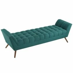 Outlet 👏 Allora Upholstered Fabric Bedroom Bench In Turquoise 👍 -Bedroom Benches Store 2138546 2 L