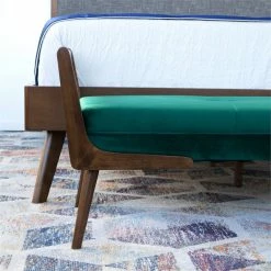 New π₯° Ashcroft Poppy Mid-Century Modern Rectangular Velvet Upholstered Bench In Green π 12 New π₯° Ashcroft Poppy Mid-Century Modern Rectangular Velvet Upholstered Bench In Green π -Bedroom Benches Store 2140282 2 L