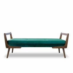 New π₯° Ashcroft Poppy Mid-Century Modern Rectangular Velvet Upholstered Bench In Green π 14 New π₯° Ashcroft Poppy Mid-Century Modern Rectangular Velvet Upholstered Bench In Green π -Bedroom Benches Store 2140282 4 L