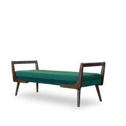 New π₯° Ashcroft Poppy Mid-Century Modern Rectangular Velvet Upholstered Bench In Green π 15 New π₯° Ashcroft Poppy Mid-Century Modern Rectangular Velvet Upholstered Bench In Green π -Bedroom Benches Store 2140282 5 L