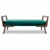 New 🥰 Ashcroft Poppy Mid-Century Modern Rectangular Velvet Upholstered Bench In Green 🌟