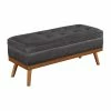 Hot Sale 🌟 OSP Home Furnishings Katheryn Storage Bench In Charcoal Faux Leather 😀