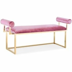 Best Sale 🌟 Uptown Club Moor Transitional Velvet Upholstered Bedroom Bench In Pink 🌟