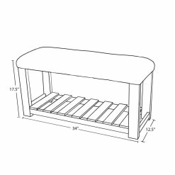 Promo 🤩 TDI Home Wood Entryway 👟 Shoe Storage Bench In Black And White 🌟 -Bedroom Benches Store 2184263 12 L