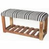 Promo 🤩 TDI Home Wood Entryway 👟 Shoe Storage Bench In Black And White 🌟