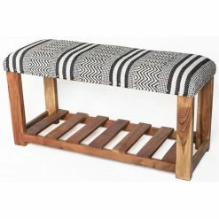 Promo 🤩 TDI Home Wood Entryway 👟 Shoe Storage Bench In Black And White 🌟